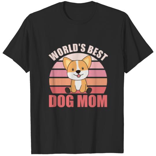 Worlds Best Dog Mom - Dog Corgi Vintage Sunset T-shirt