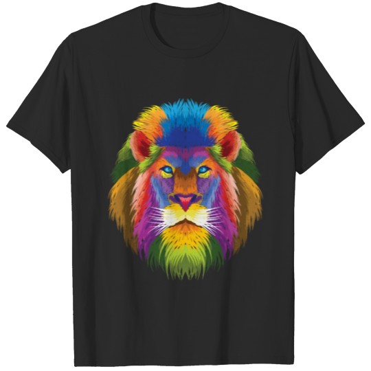 Discover Polygon geometry lion in rainbow colors T-shirt