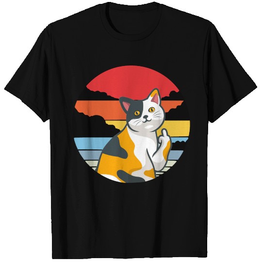 Cat middle finger vintage sunset T-shirt