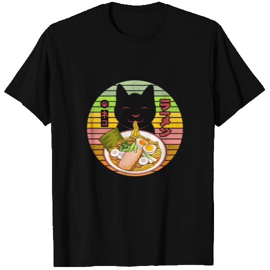 Black Cat Ramen Classic RetroSun Gift T-shirt