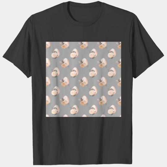 Light Grey Background Floral Easter Egg Style T-shirt