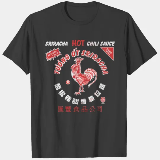 Sriracha 2 Color Distressed Label Design T-shirt