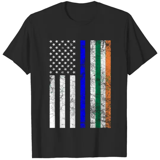 Discover Irish American Flag Thin Blue Line Police St Patri T-shirt