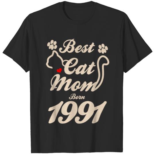 1991 Born Best Cat Mom T-shirt