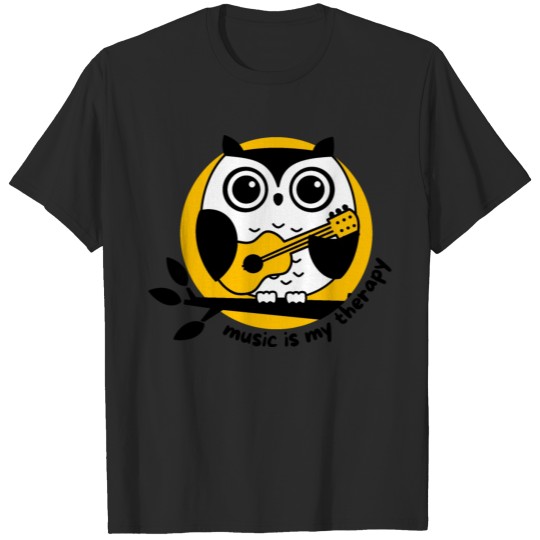 Discover Owl Guitar - Music is my therapy T-shirt