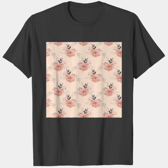 Peach Color Rose Floral Pattern Print Flower T-shirt