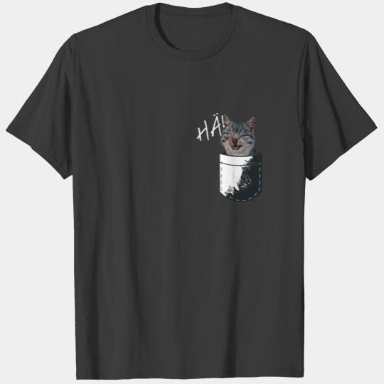 Breast pocket cat cat funny cats huh T-shirt