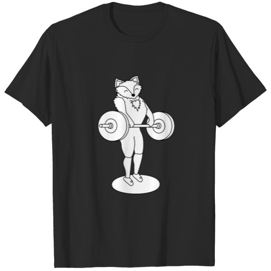 Discover weightlifting fox with barbell and weights T-shirt