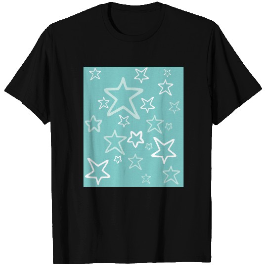 turquoise stars pattern turquoise backround T-shirt