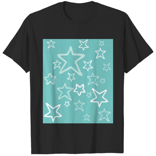 turquoise stars pattern turquoise backround T-shirt