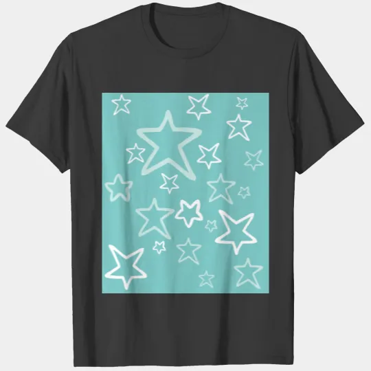 turquoise stars pattern turquoise backround T-shirt