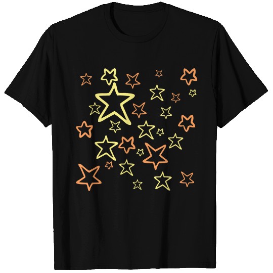 yellow and orange stars patterns T-shirt
