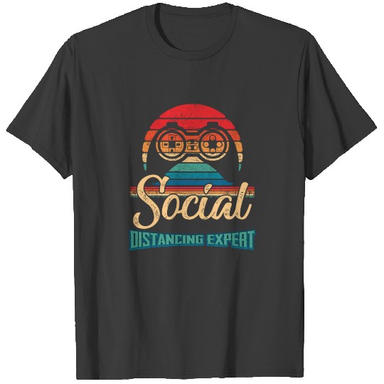 Social Distancing Expert Gaming Vintage Video Game T-shirt