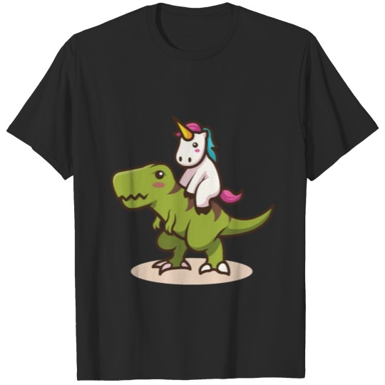 Discover T rex Unicorn Unicorn and T rex friends T-shirt