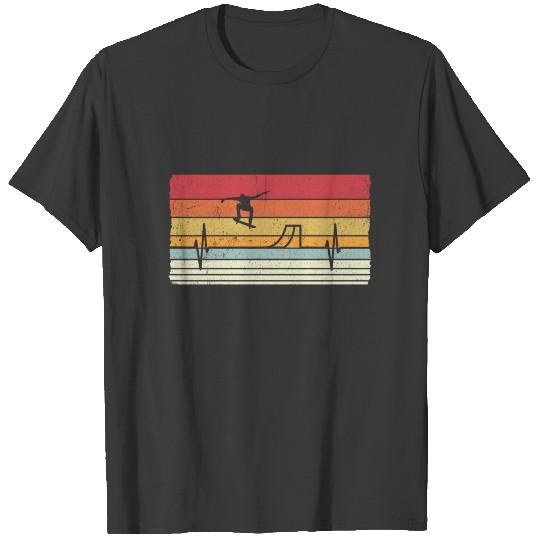 Heartbeat Retro Skateboard Gift Skater T-shirt