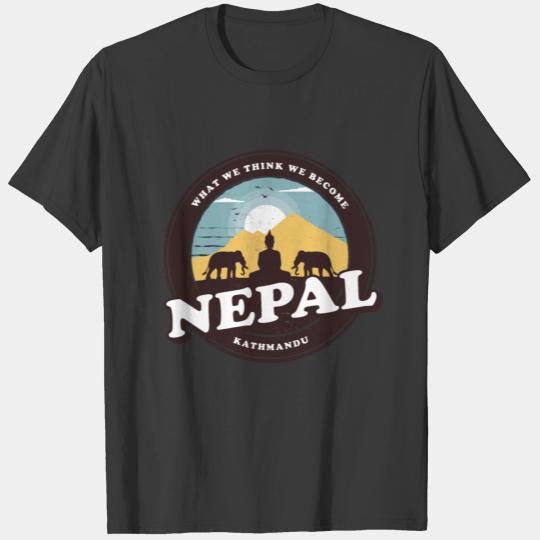 Nepal Vintage Design with Buddha and Elephants T-shirt