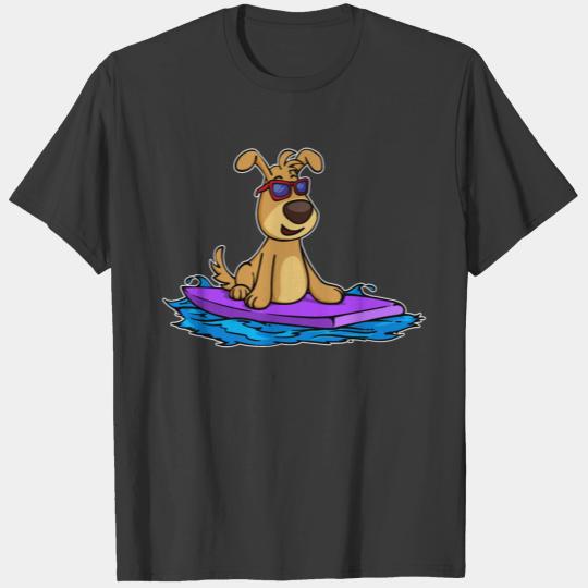 Surfing Dog Sea Beach Holiday Sun Glasses T-shirt