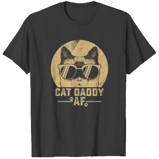 Mens Cat Daddy AF Vintage Cat Dad Head Funny T-shirt