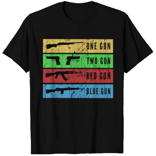 One Gun Two Gun Red Gun Blue Gun T-shirt