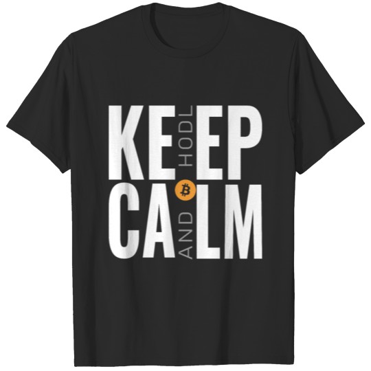 Discover Bitcoin nerd Keep calm hodl crypto wallet T-shirt
