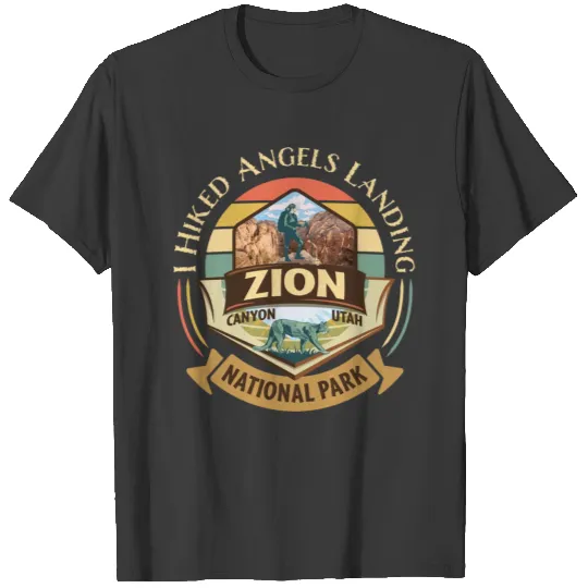 I Hiked Angels Landing Zion with Retro Mountain T-shirt