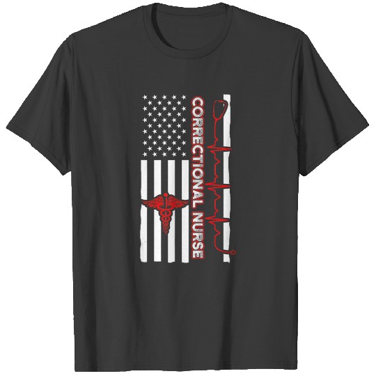 Correctional Nurse USA Flag Nursing RN T-shirt