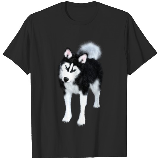 Discover Black White Husky T-shirt