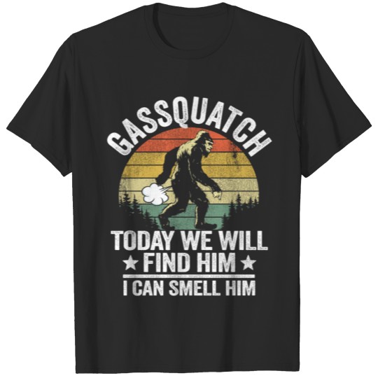 Discover Funny Bigfoot Fart Gassquatch Sasquatch Vintage T-shirt