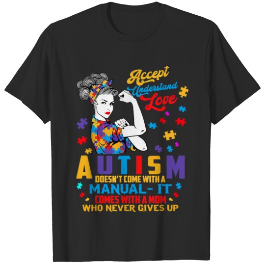 Discover Accept Understand Love Autism Mom Puzzle Ribbon T-shirt
