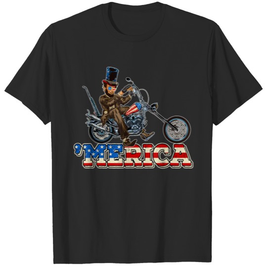 Discover Merica Abraham Lincoln Sunglasses Motorcycle 4th T-shirt