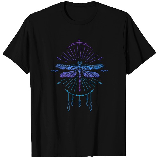 Geometric Blue Boho Dragonfly Gift Tee T-shirt