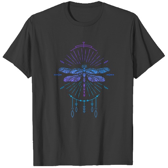 Geometric Blue Boho Dragonfly Gift Tee T-shirt