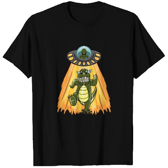 Alien UFO T-Rex Abduction Forest T-shirt