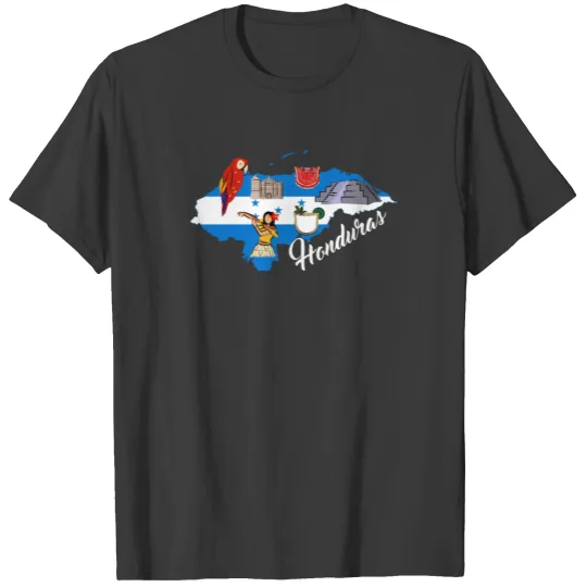 Discover Honduras Map | Catrachos Parrot Honduras travel T-shirt
