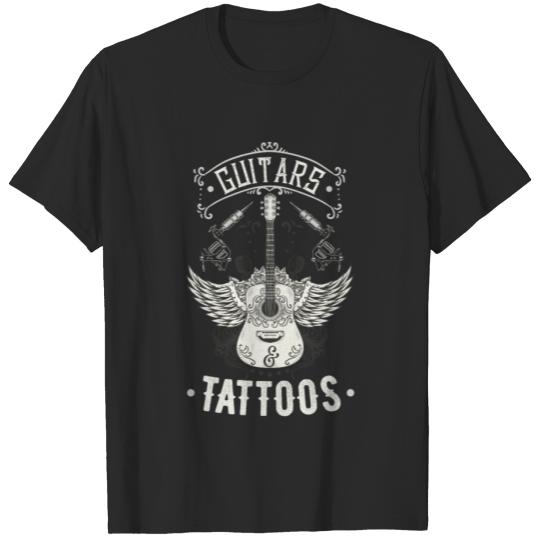 Discover Guitars And Tattoos Vintage Guitarist Tattooed T-shirt