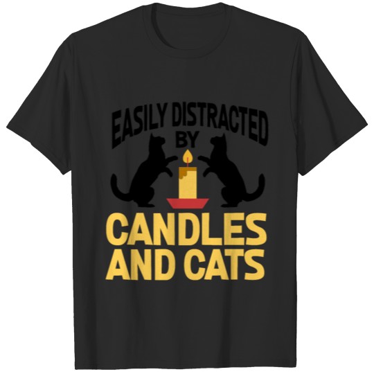 Discover Easily Distracted By Candles And Cats T-shirt