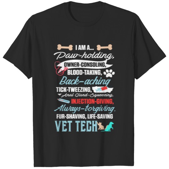 Discover Vet Tech Paw Holding Funny Veterinary Technician T-shirt