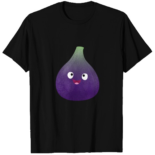 Cute happy purple fig fruit cartoon T-shirt