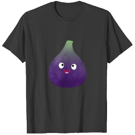Cute happy purple fig fruit cartoon T-shirt
