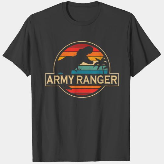 Army Ranger Military Vintage Retro Dinosaur T-shirt