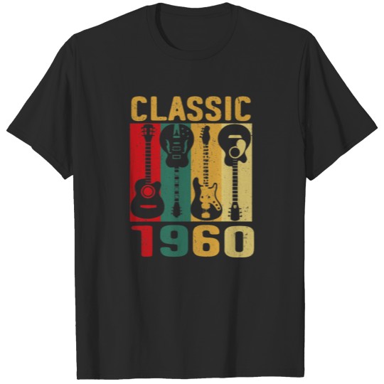 Vintage 1960 Funny 60th Birthday Gift For Guitar T-shirt