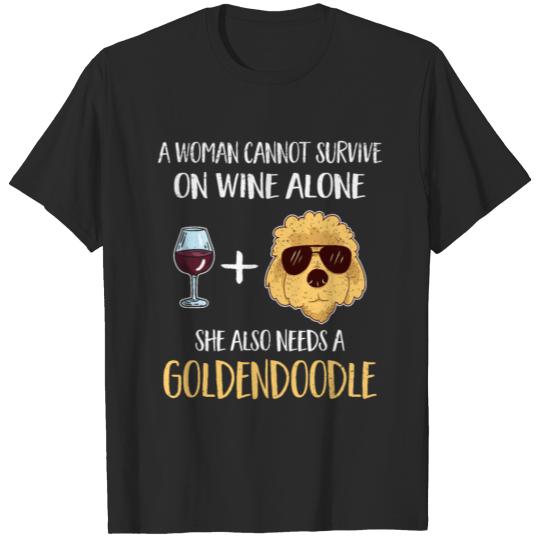 Discover Goldendoodle Dog Wine Poodle Golden Retriever T-shirt