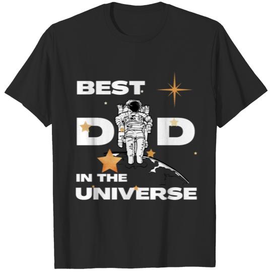 Best Dad In The Universe Moon and Stars White T-shirt