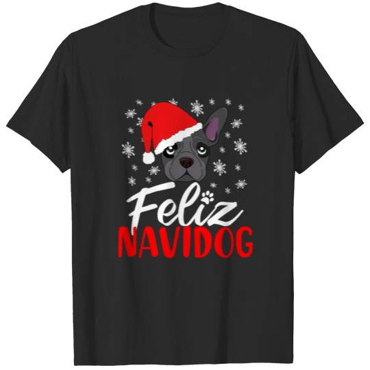Discover Feliz Navidog Cute French Bulldog Puppy Waiting T-shirt