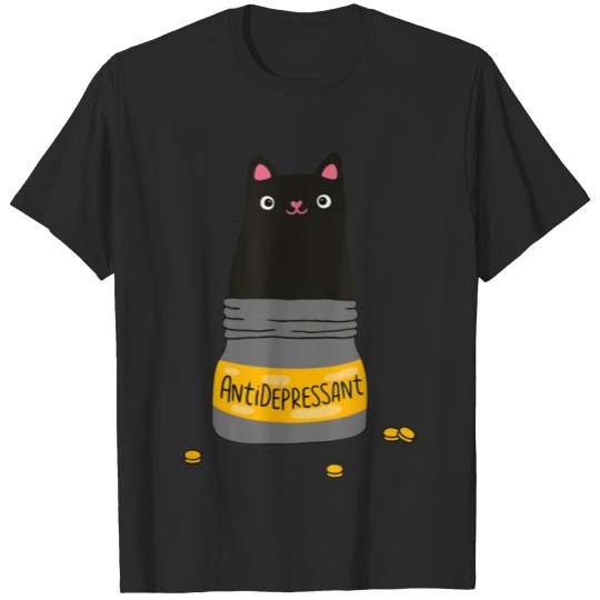 Discover Black Cat Antidepressant Shirt Morningstar Cute Ki T-shirt