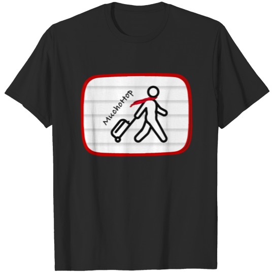 Discover MuchoHop in Airport with Suitcase Stamp T-shirt