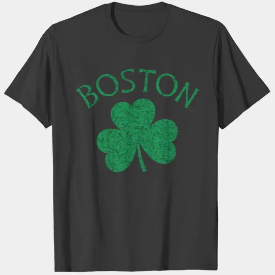 Boston Irish Shamrock Distressed Kelly Green Print T-shirt