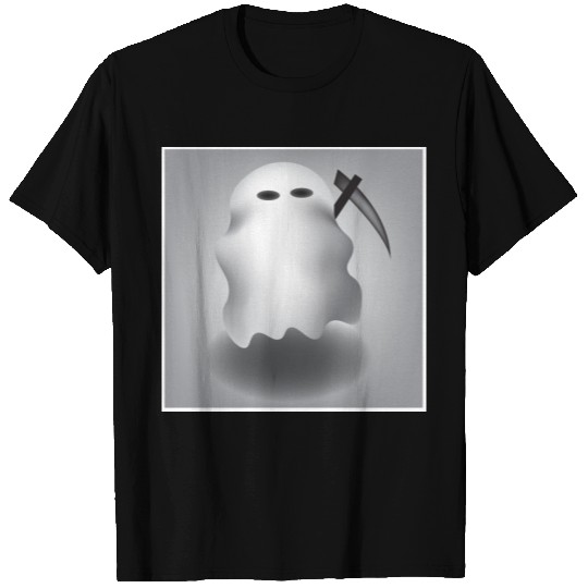 The white ghost carries a death vase T-shirt