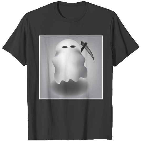 The white ghost carries a death vase T-shirt