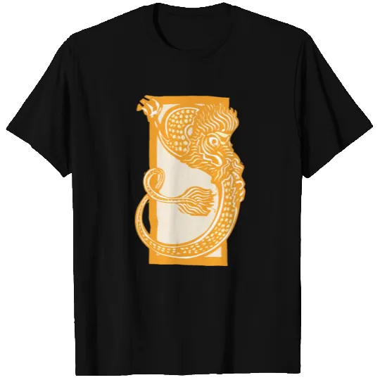 Curled Chinese Dragon - Woodcut T-shirt